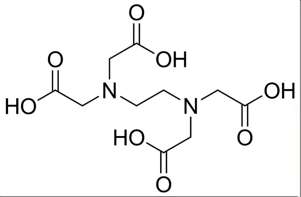 Diagrama de estructura molecular del ácido etilendiaminotetraacético.