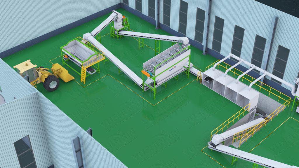 Línea de producción de granulación de fertilizantes orgánicos.