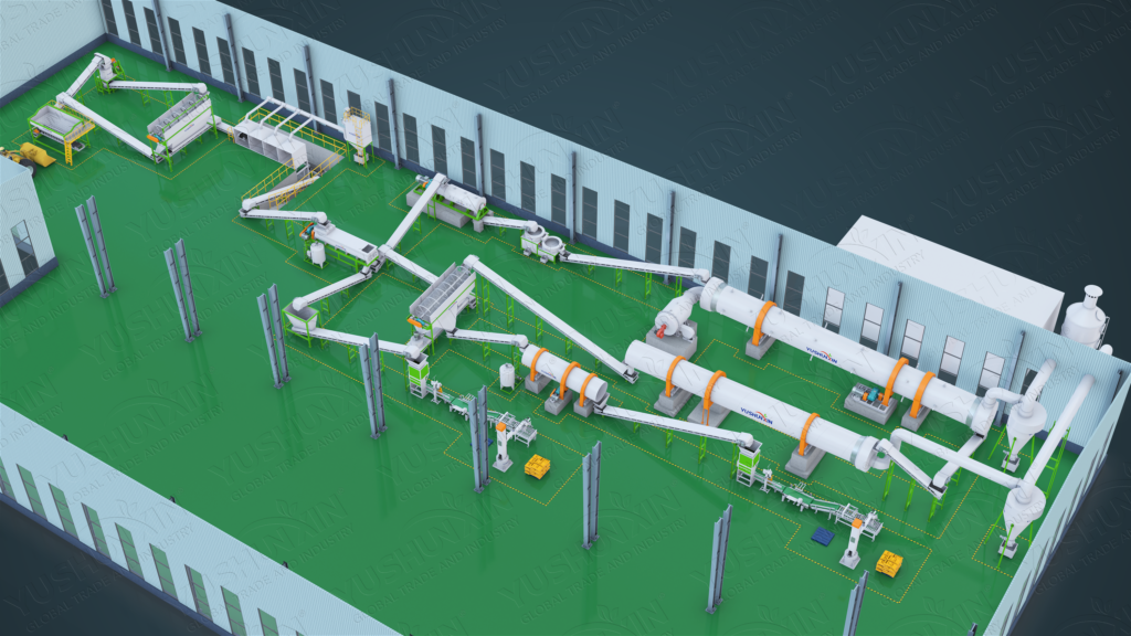 Línea de producción de granulación de fertilizantes orgánicos.
